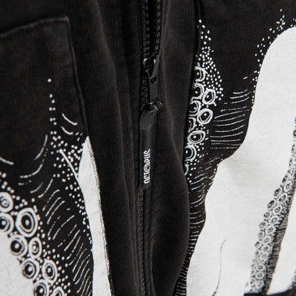 OCTOPUS POCKET ZIP HOOD BLACK