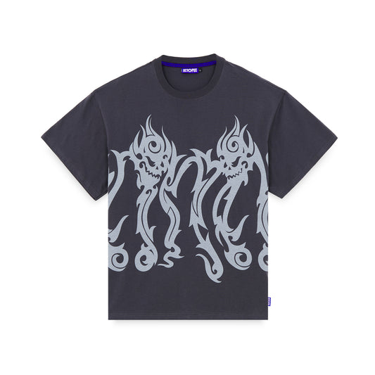 OCTOPUS TRIBAL SKULL TEE ASPHALT