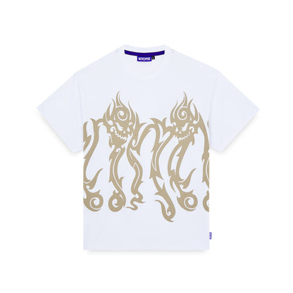 OCTOPUS TRIBAL SKULL TEE WHITE