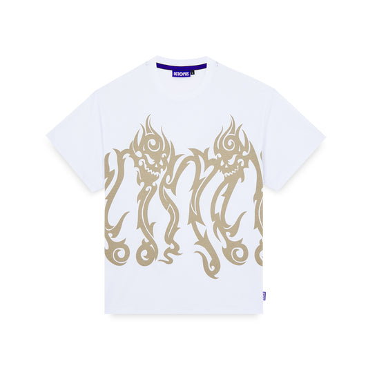 OCTOPUS TRIBAL SKULL TEE WHITE