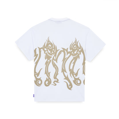 OCTOPUS TRIBAL SKULL TEE WHITE