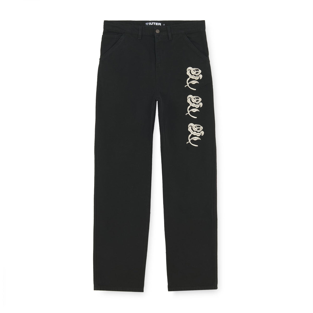 FLORAL WORK PANTS BLACK