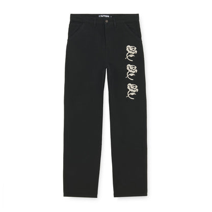FLORAL WORK PANTS BLACK