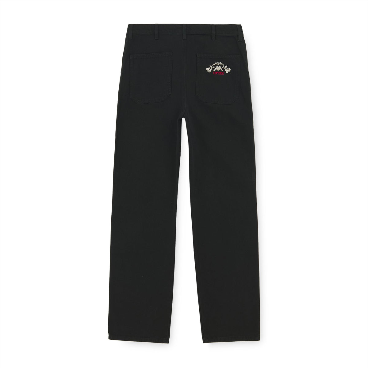 FLORAL WORK PANTS BLACK