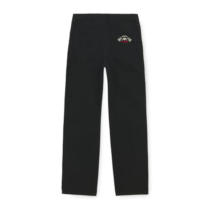 FLORAL WORK PANTS BLACK