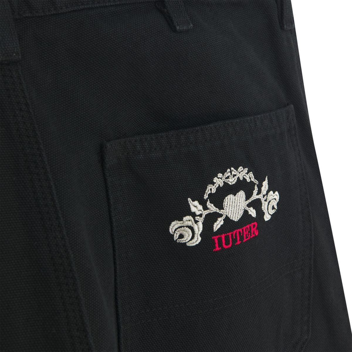 FLORAL WORK PANTS BLACK