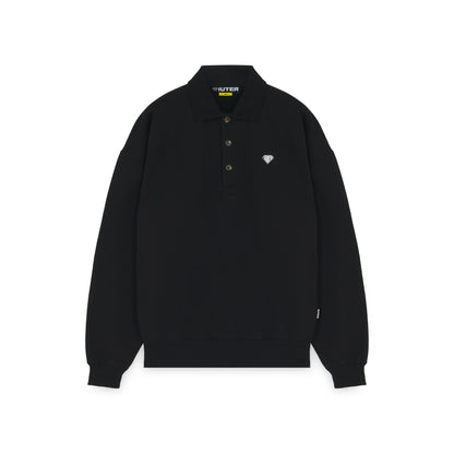 HEART LOGO POLO SWEATER BLACK