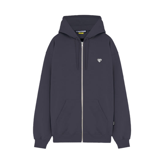 HEART LOGO ZIP HOODIE ASPHALT