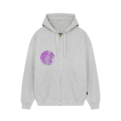 TIME FLIES ZIP HOODIE LIGHT GREY