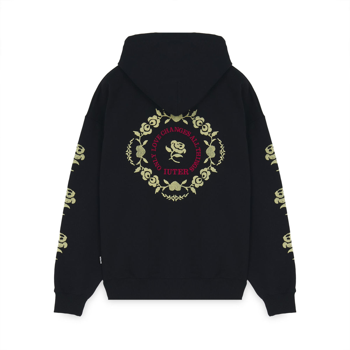 FLORAL ZIP HOODIE BLACK