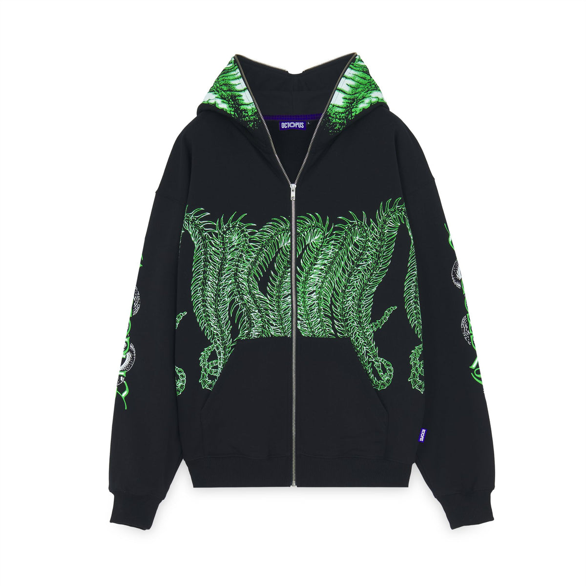 YEAR OF THE SNAKE OCTOPUS FULL ZIP HOODIE BLACK