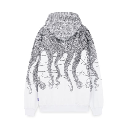 OCTOPUS COBWEB ZIP HOODIE BY LUCA DEVINU WHITE