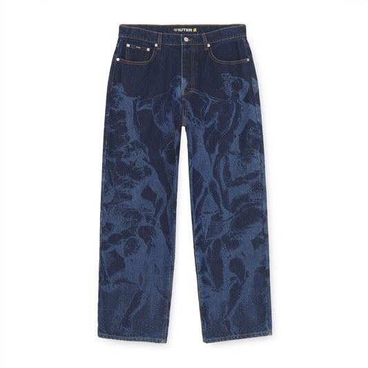 BATTLE LASER BAGGY DENIM PANTS RINSE