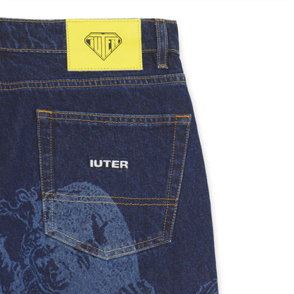BATTLE LASER BAGGY DENIM PANTS RINSE