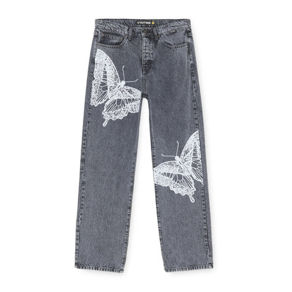BUTTERFLY LOOSE DENIM PANTS GREYBLEACH