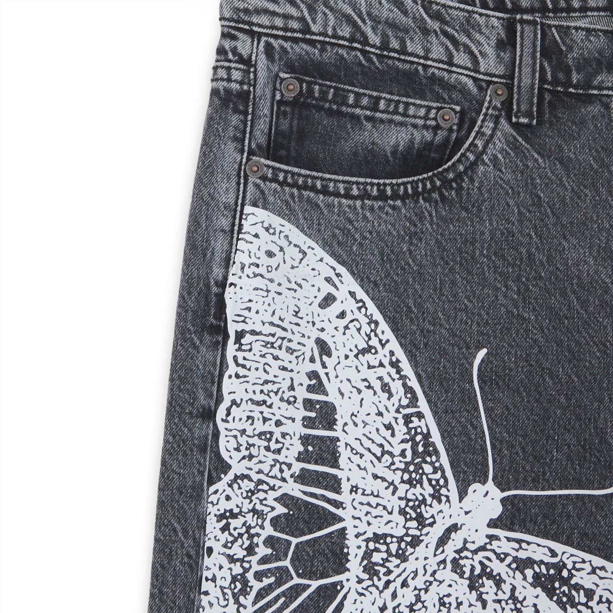 BUTTERFLY LOOSE DENIM PANTS GREYBLEACH