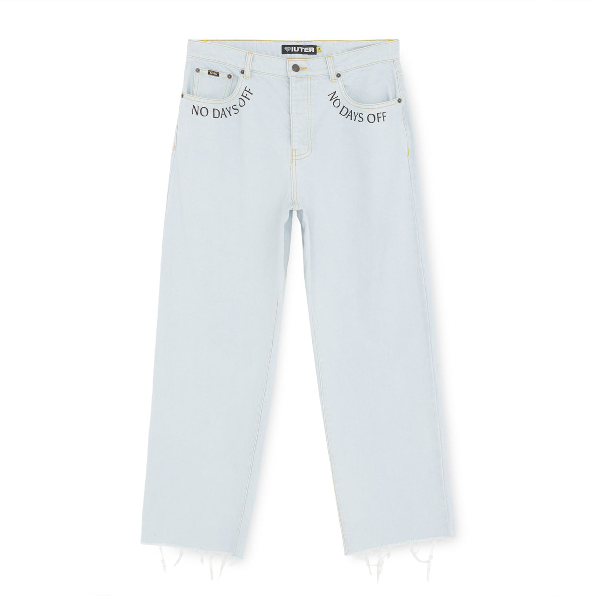 FRINGED BAGGY DENIM PANTS STONEWASHED