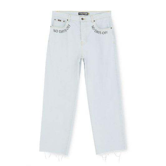 FRINGED BAGGY DENIM PANTS STONEWASHED