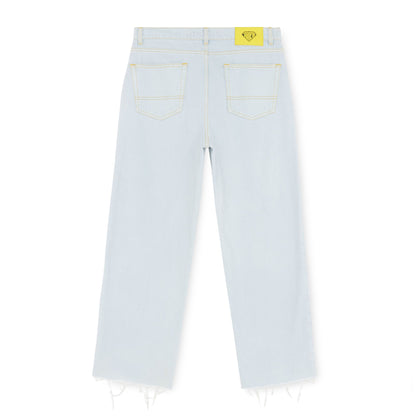 FRINGED BAGGY DENIM PANTS STONEWASHED