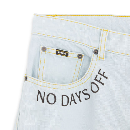 FRINGED BAGGY DENIM PANTS STONEWASHED