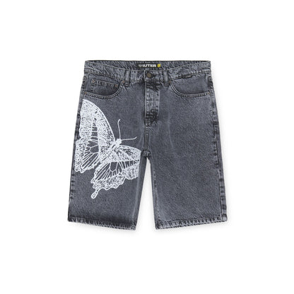 BUTTERFLY LOOSE DENIM SHORTS GREYBLEACH