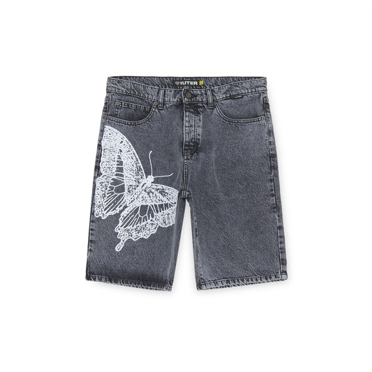 BUTTERFLY LOOSE DENIM SHORTS GREYBLEACH