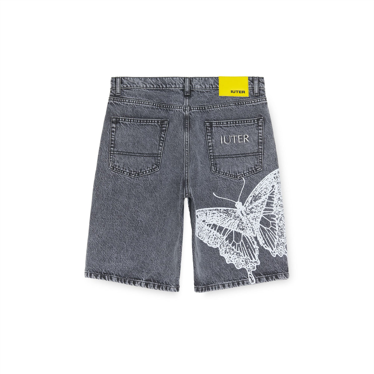 BUTTERFLY LOOSE DENIM SHORTS GREYBLEACH
