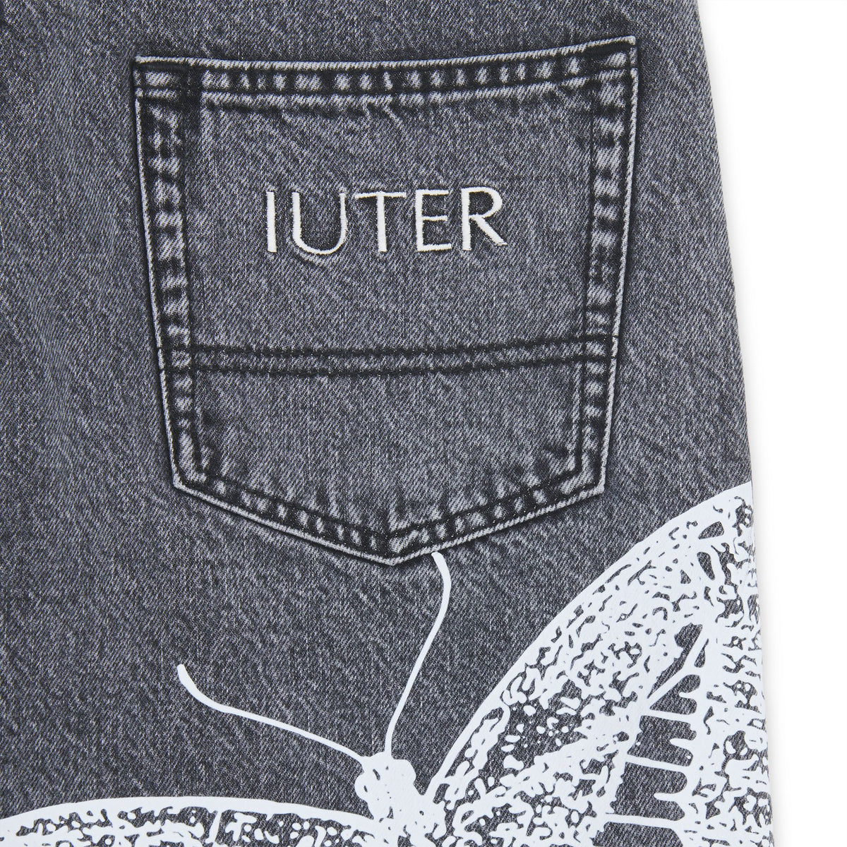 BUTTERFLY LOOSE DENIM SHORTS GREYBLEACH
