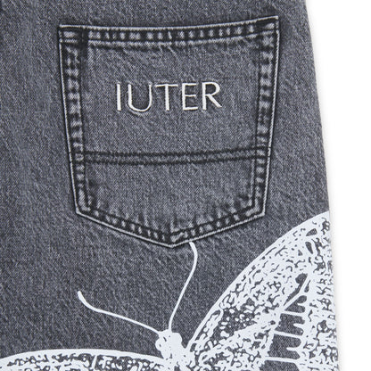 BUTTERFLY LOOSE DENIM SHORTS GREYBLEACH