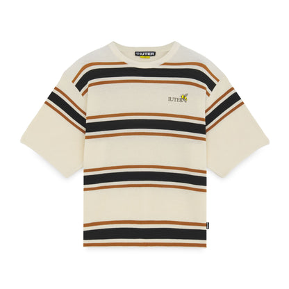 HARMONY STRIPED KNIT OVER TEE IVORY