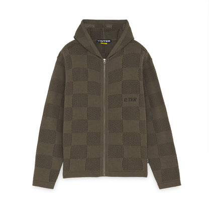 BATTLE MESH ZIP HOODIE BROWN