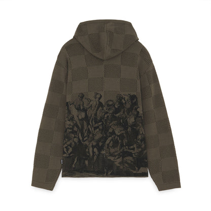 BATTLE MESH ZIP HOODIE BROWN