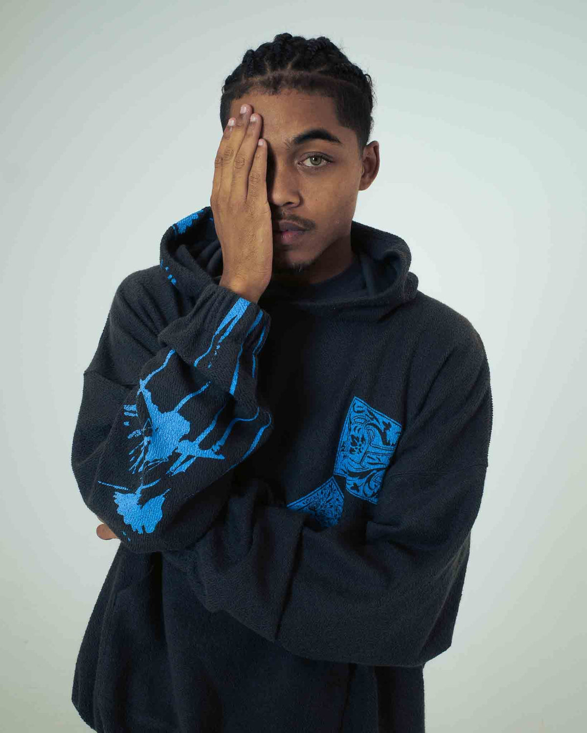 TILE DIAGONAL REVERSE HOODIE ASPHALT