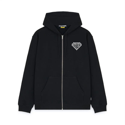 THORNS DOUBLE LOGO ZIP HOODIE BLACK