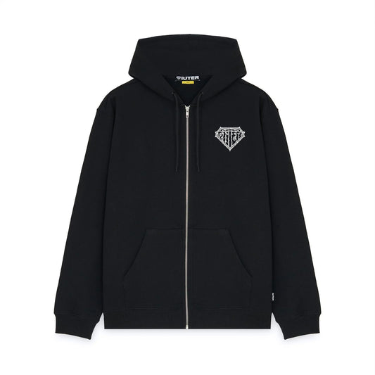 THORNS DOUBLE LOGO ZIP HOODIE BLACK
