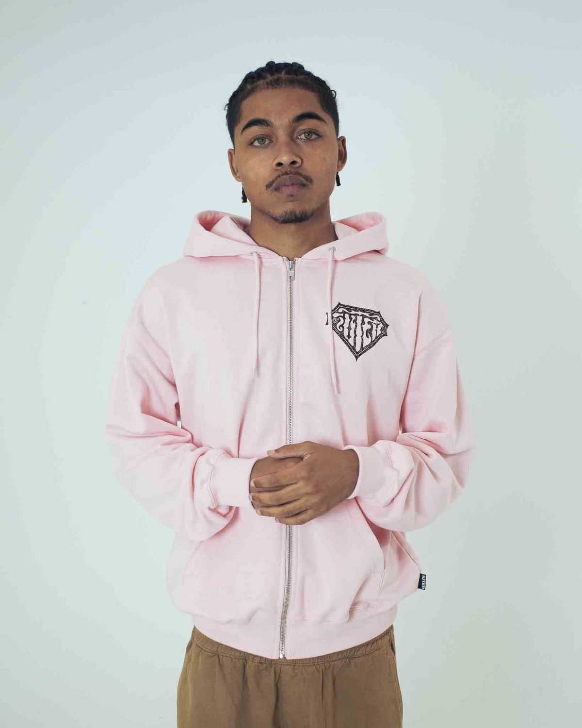 THORNS DOUBLE LOGO ZIP HOODIE PINK