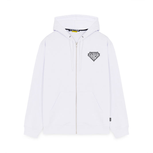 THORNS DOUBLE LOGO ZIP HOODIE WHITE
