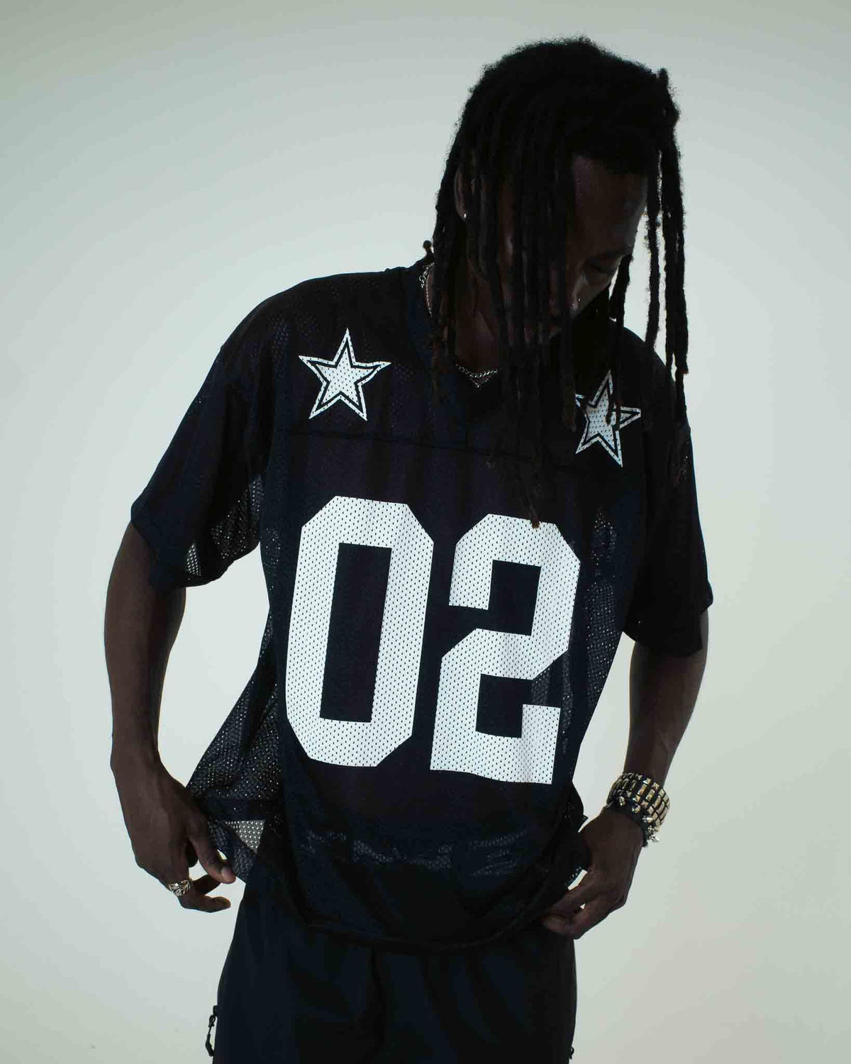 STARS MESH FOOTBALL JERSEY BLACK