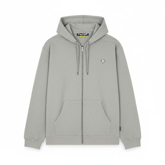 HEART LOGO ZIP HOODIE LIGHT GREY