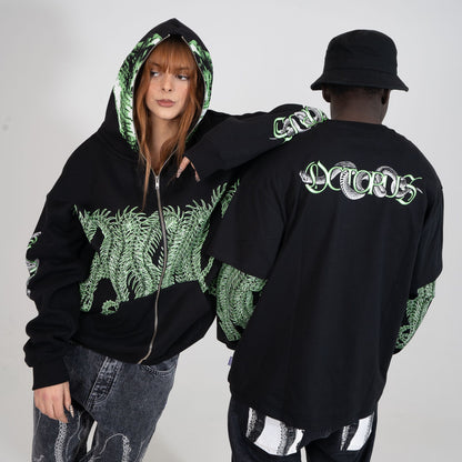 YEAR OF THE SNAKE OCTOPUS FULL ZIP HOODIE BLACK