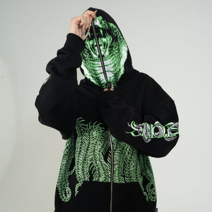 YEAR OF THE SNAKE OCTOPUS FULL ZIP HOODIE BLACK