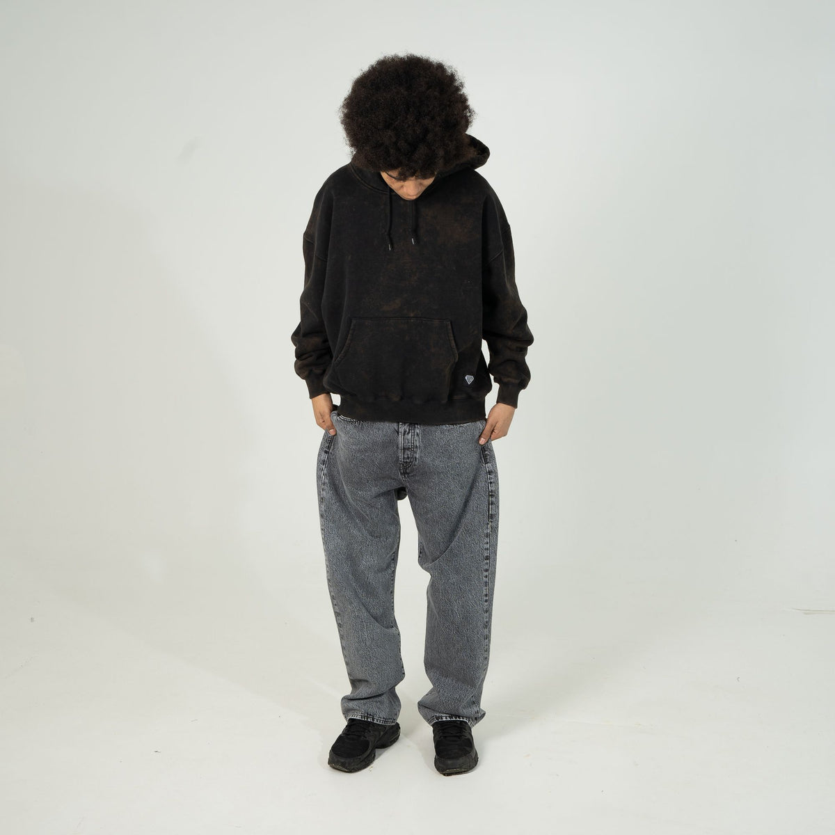LABEL MARBLE HOODIE BLACK