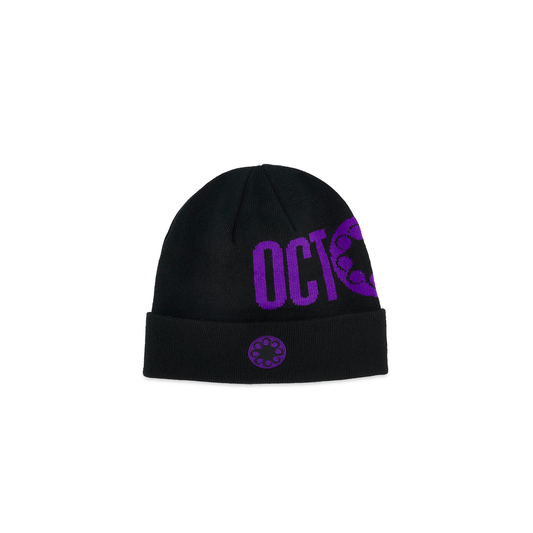 OCTOPUS LOGO BEANIE PURPLE BLACK