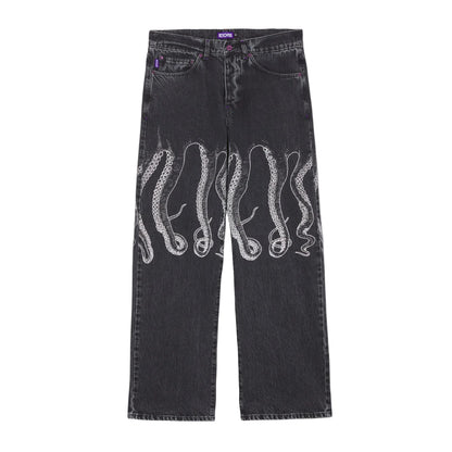OCTOPUS OUTLINE LOOSE DENIM DARK GREY