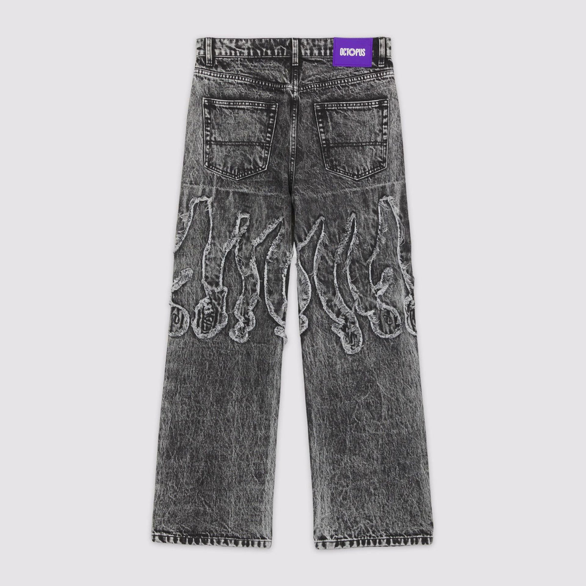 OCTOPUS FRINGED LOOSE DENIM GREY BLEACH