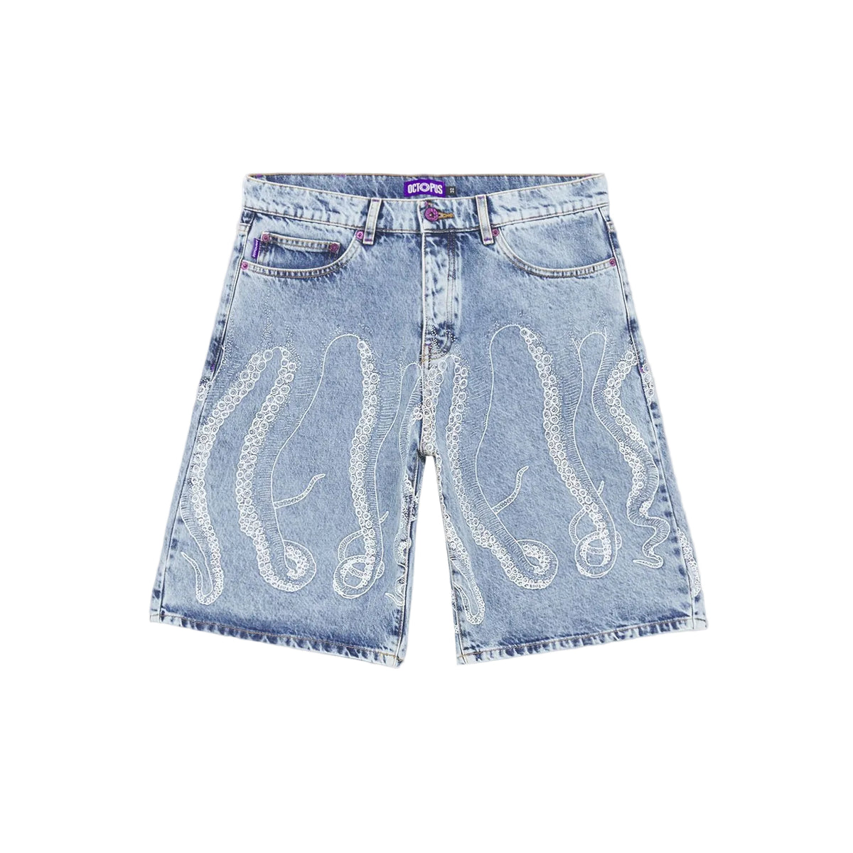 OCTOPUS OUTLINE LOOSE SHORTS BLUE BLEACH