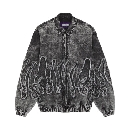 OCTOPUS FRINGED DENIM BOMBER GREY BLEACH
