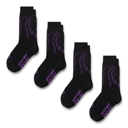 4PZ OCTOPUS OUTLINE SOCKS - PACK PURPLE BLACK