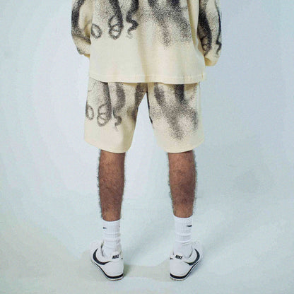 OCTOPUS FADED WAFFLE SWEATSHORTS IVORY
