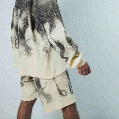 OCTOPUS FADED WAFFLE SWEATSHORTS IVORY